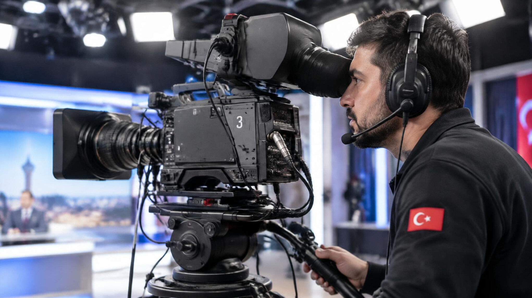 Camera operator filming during a live broadcast